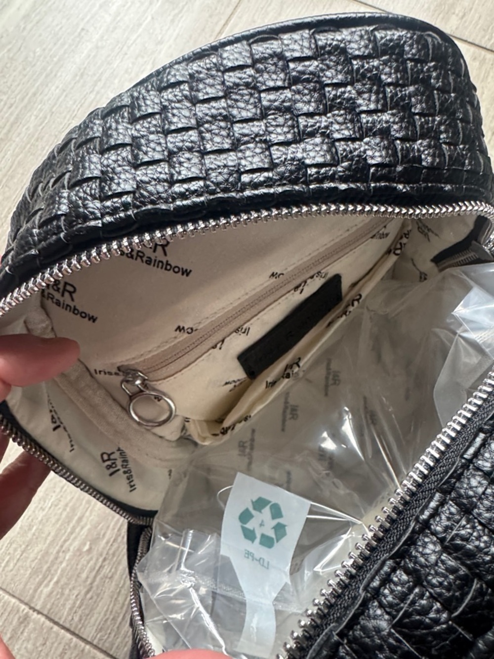 Black Woven Texture Mini Backpack - I&R Logo - Picture 5 of 5
